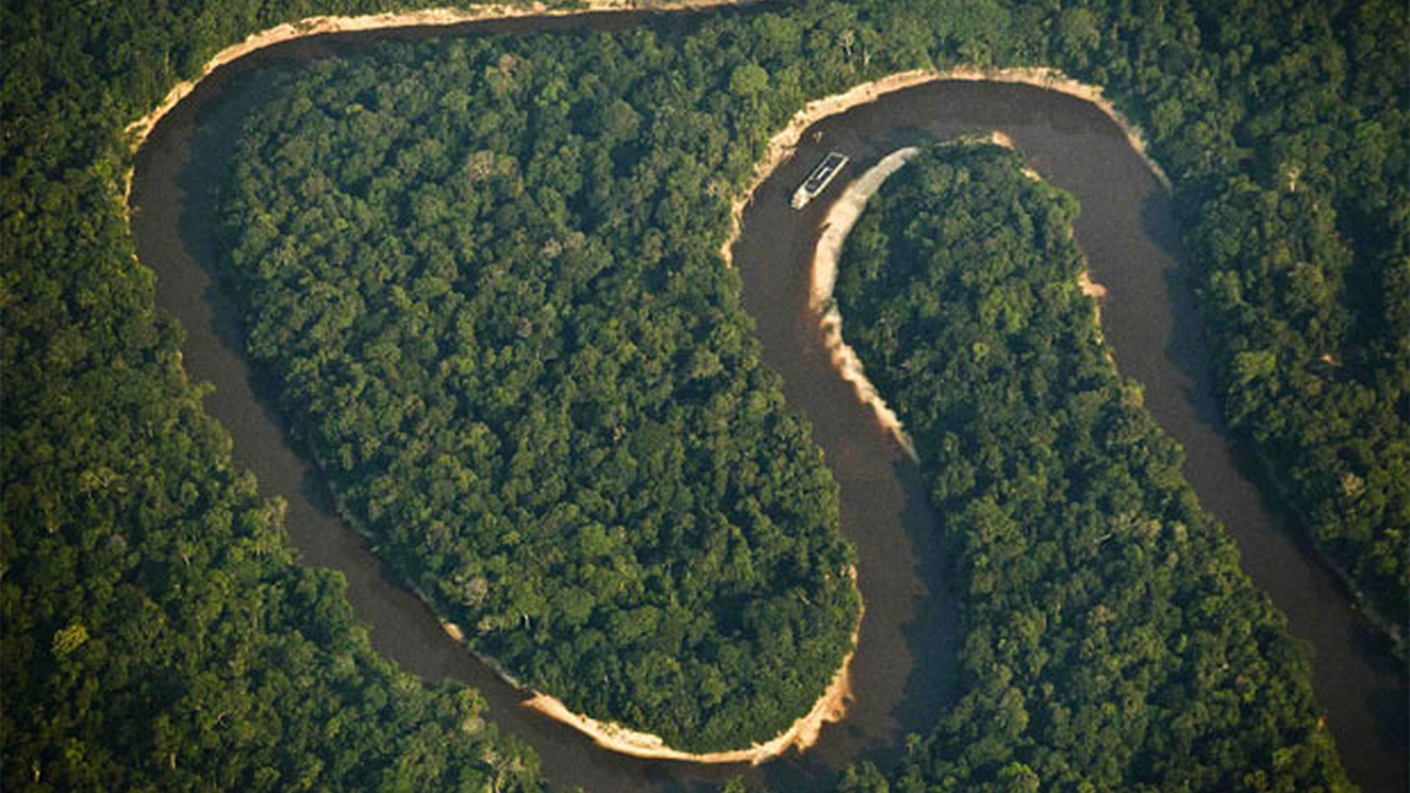 Imagem aérea do Rio Juruá, na Amazônia